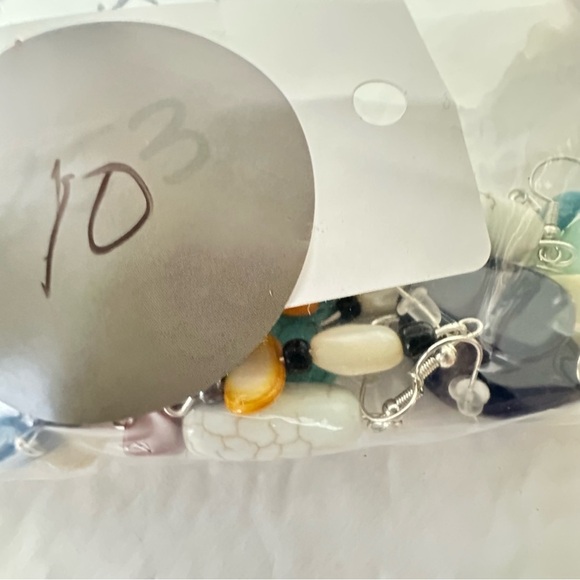 New Earrings Lot Of 10 Handmade Stones Beads Glass And Acrylic Wire Wrapped 5538 - Picture 13 of 14